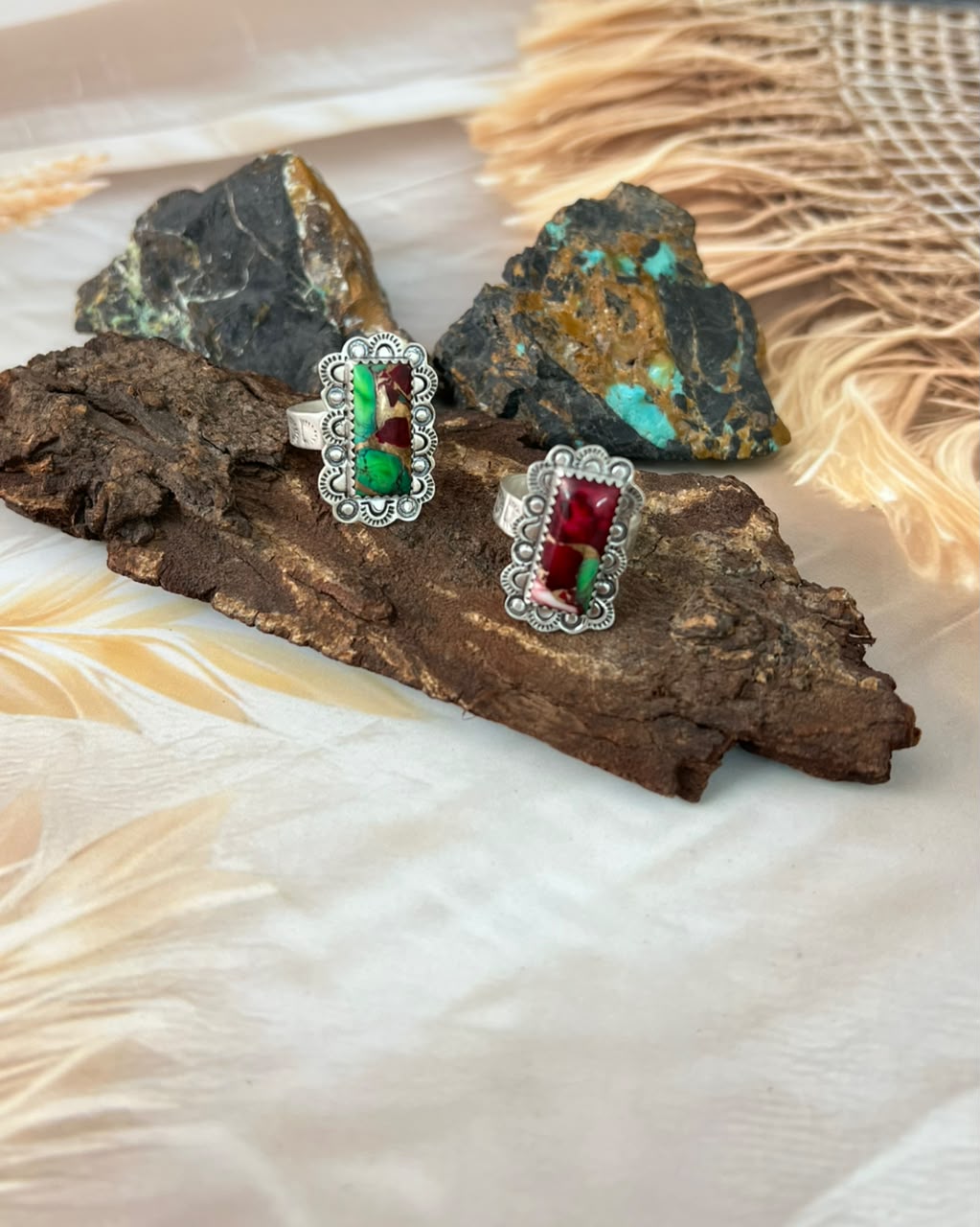 Handmade Sterling Silver Christmas Dahlia Collection: Adjustable Ring Signed Nizhoni