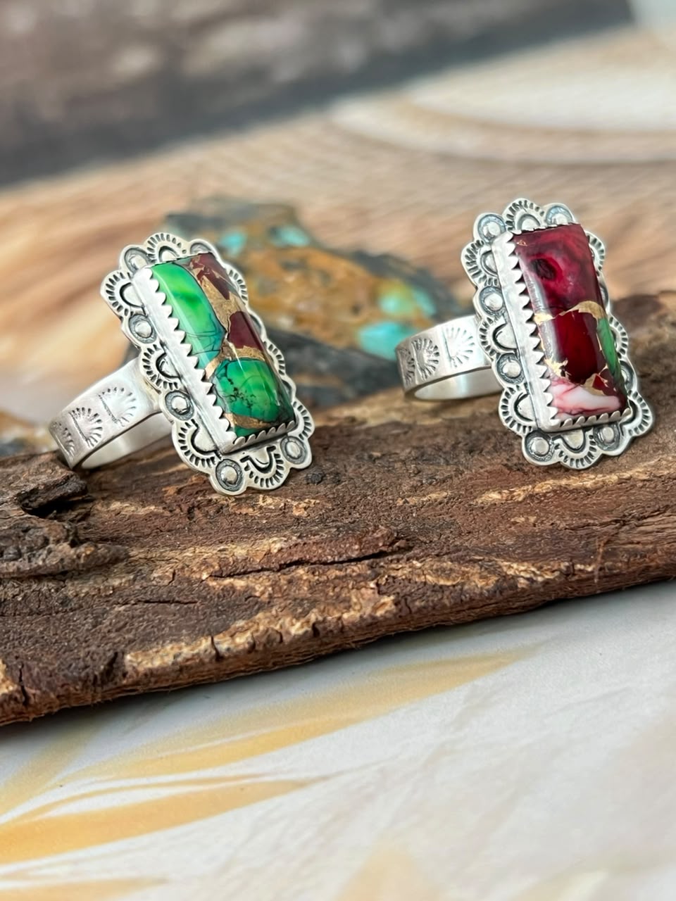 Handmade Sterling Silver Christmas Dahlia Collection: Adjustable Ring Signed Nizhoni