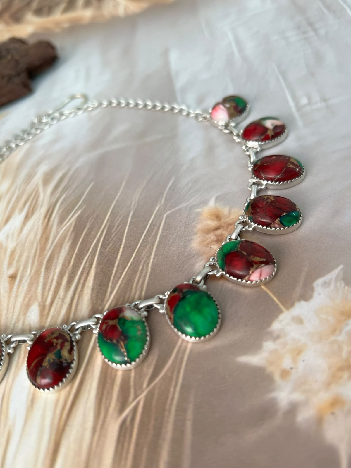 Handmade Sterling Silver Christmas Dahlia Collection: Necklace Signed Nizhoni