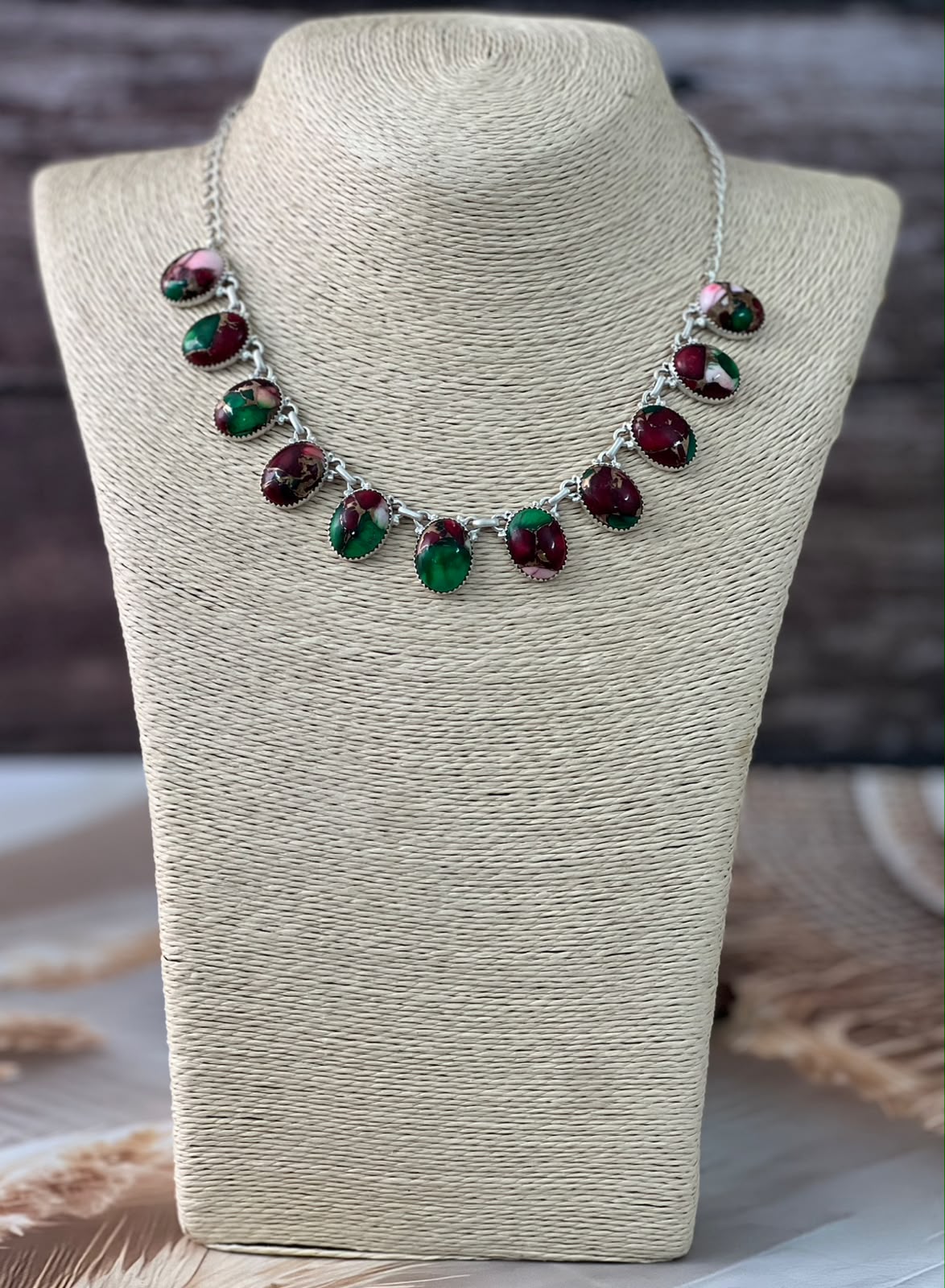 Handmade Sterling Silver Christmas Dahlia Collection: Necklace Signed Nizhoni