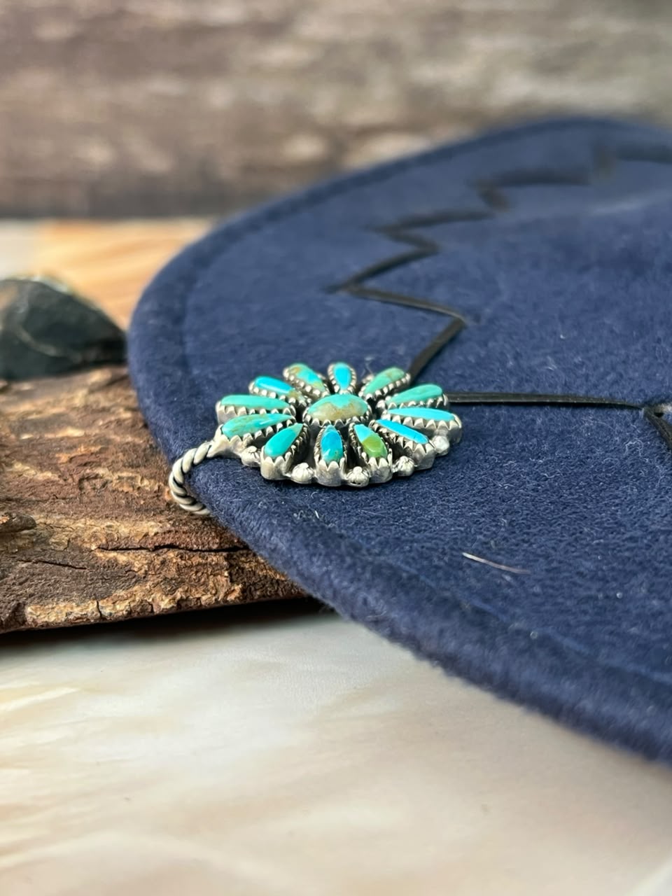 Handmade Sterling Silver Kingman Turquoise Hat Pin Signed Nizhoni