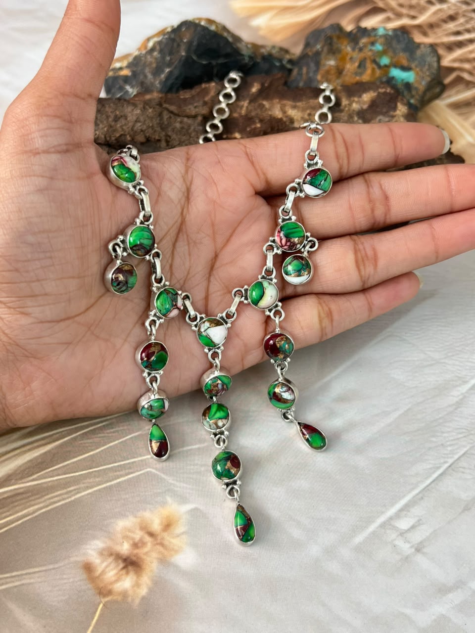 Handmade Sterling Silver Christmas Dahlia Collection: Choker Necklace Signed Nizhoni