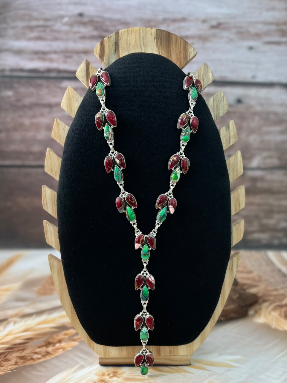 Handmade Sterling Silver Christmas Dahlia Collection: Drop Necklace Signed Nizhoni