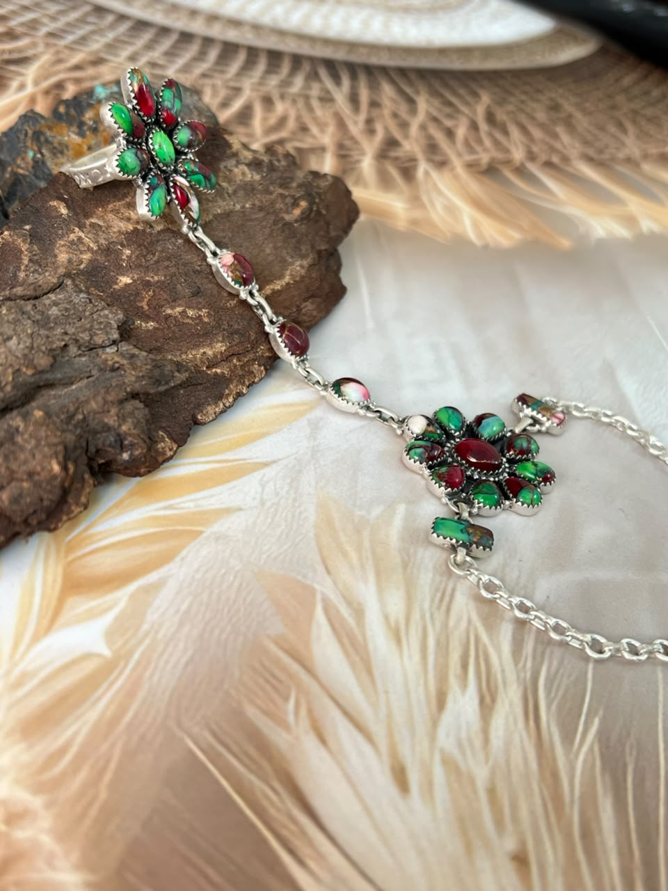 Handmade Sterling Silver Christmas Dahlia Collection: Hand Harness Signed Nizhoni