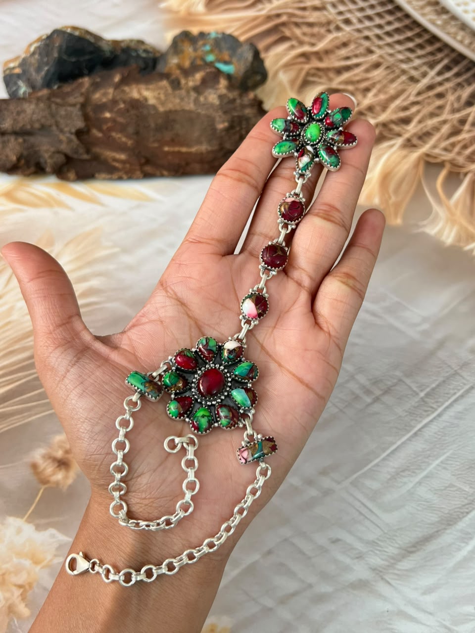 Handmade Sterling Silver Christmas Dahlia Collection: Hand Harness Signed Nizhoni