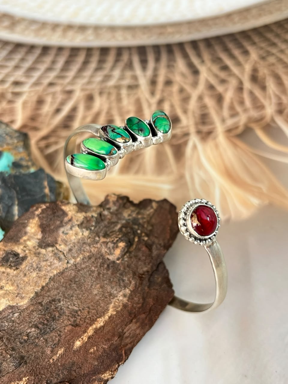 Handmade Sterling Silver Christmas Dahlia Collection: Cuff Bracelet Signed Nizhoni