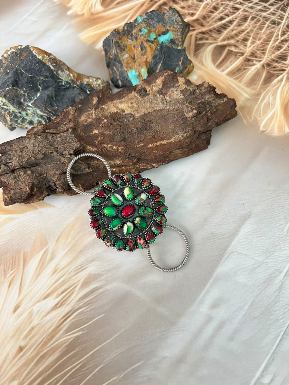Handmade Sterling Silver Christmas Dahlia Collection: Scarf Charm Signed Nizhoni