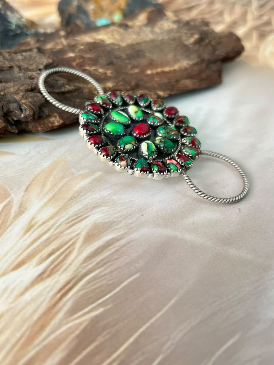 Handmade Sterling Silver Christmas Dahlia Collection: Scarf Charm Signed Nizhoni