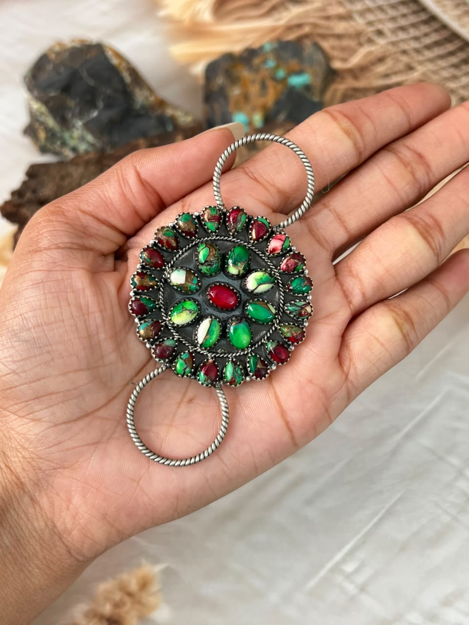 Handmade Sterling Silver Christmas Dahlia Collection: Scarf Charm Signed Nizhoni