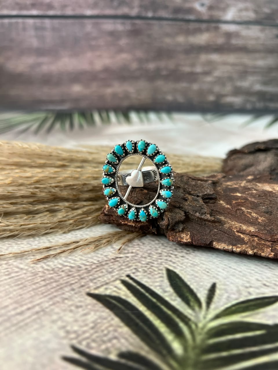 Handmade Sterling Silver Kingman Turquoise Adjustable Ring Signed Nizhoni