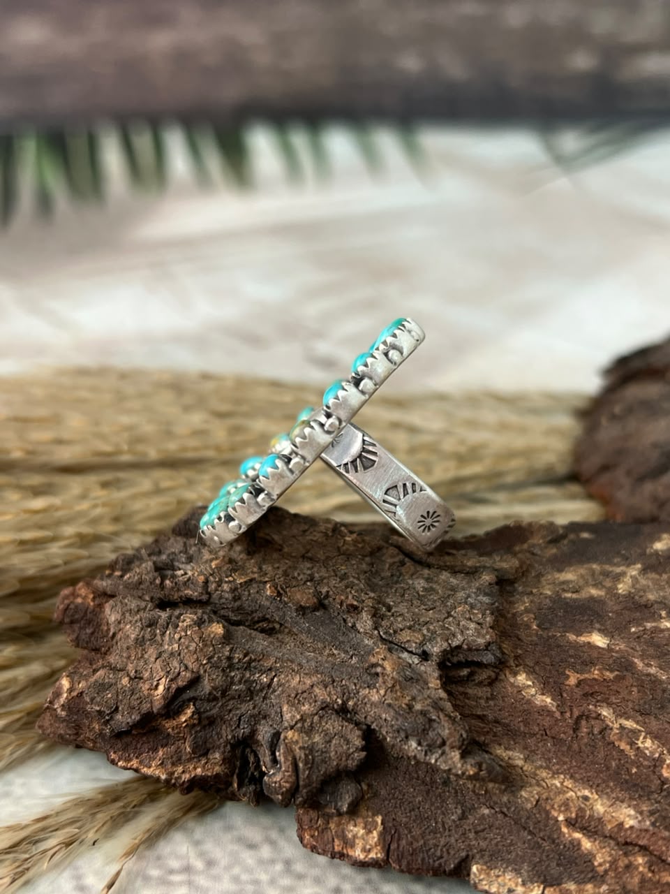 Handmade Sterling Silver Kingman Turquoise Adjustable Ring Signed Nizhoni
