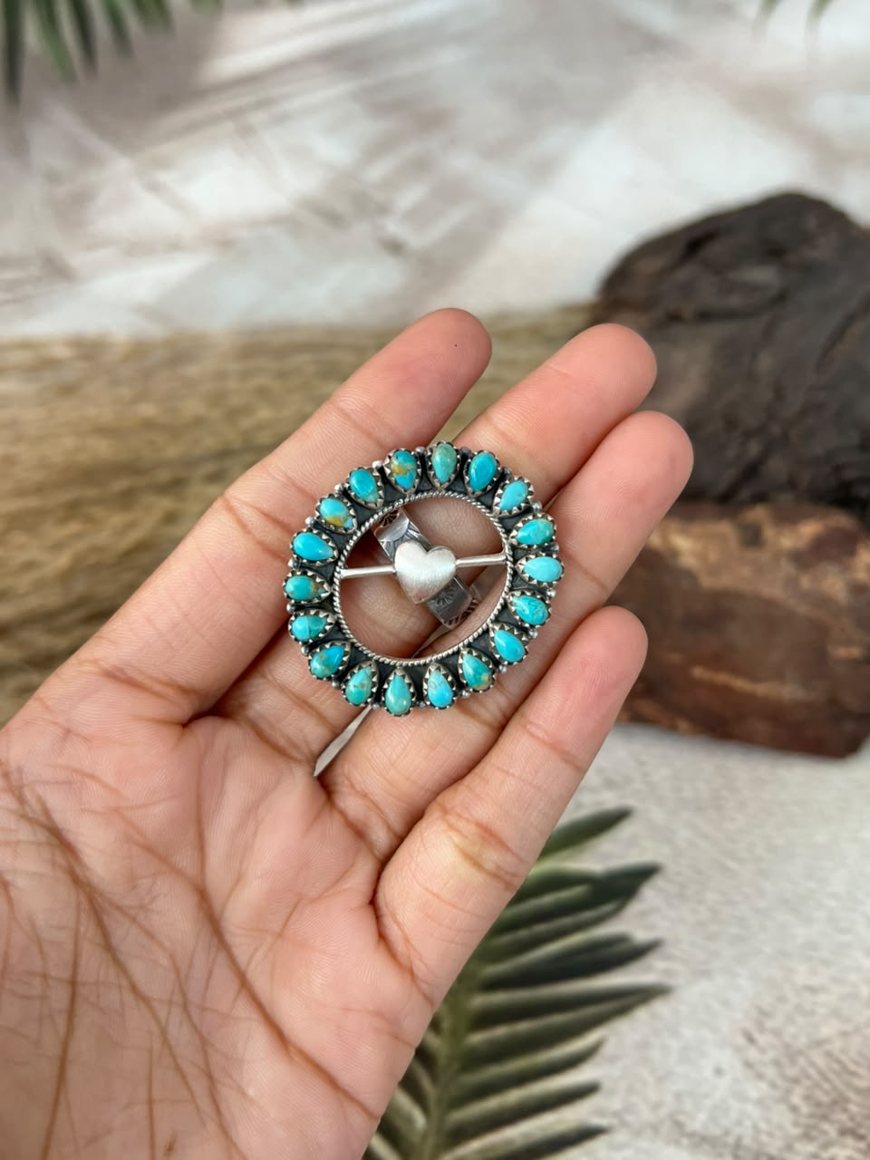 Handmade Sterling Silver Kingman Turquoise Adjustable Ring Signed Nizhoni