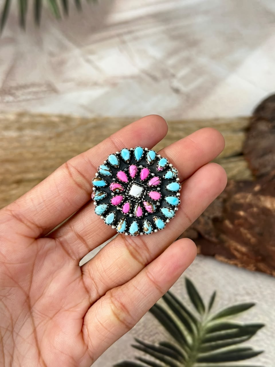 Handmade Sterling Silver Cotton Candy Adjustable Ring Signed Nizhoni