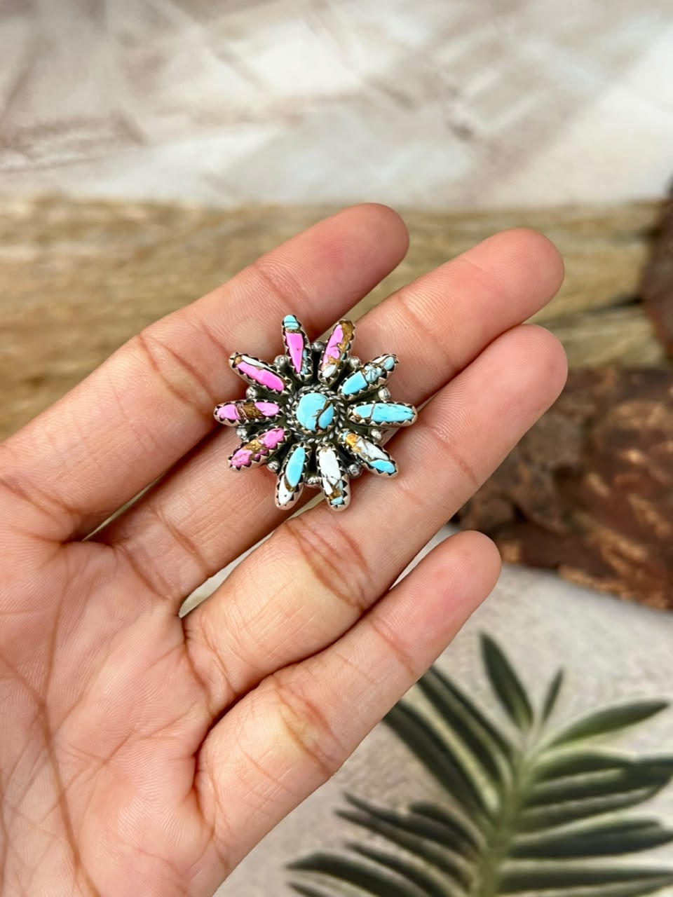 Handmade Sterling Silver Cotton Candy Adjustable Ring Signed Nizhoni