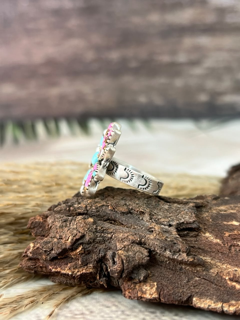Handmade Sterling Silver Cotton Candy Adjustable Ring Signed Nizhoni