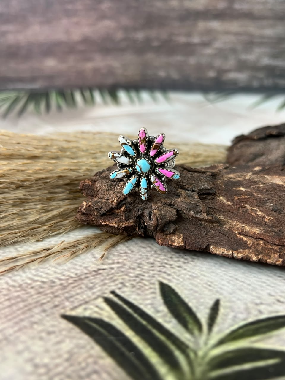 Handmade Sterling Silver Cotton Candy Adjustable Ring Signed Nizhoni