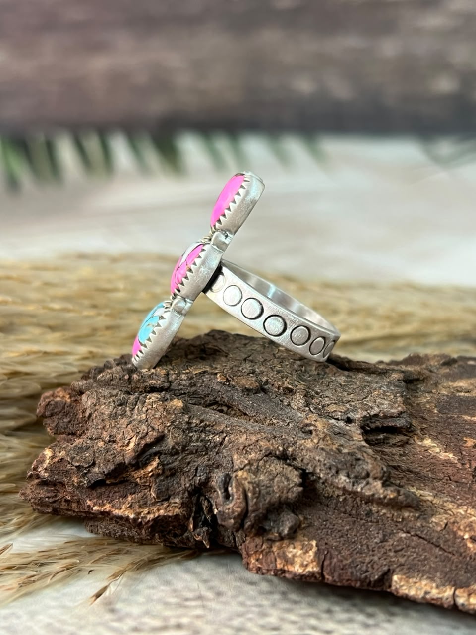 Handmade Sterling Silver Cotton Candy Heart Adjustable Ring Signed Nizhoni
