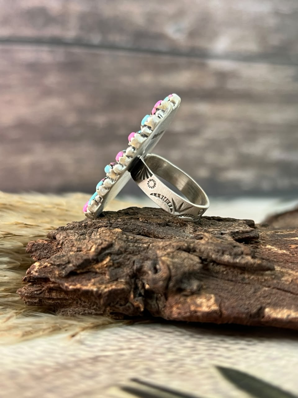 Handmade Sterling Silver Cotton Candy Adjustable Ring Signed Nizhoni (9)