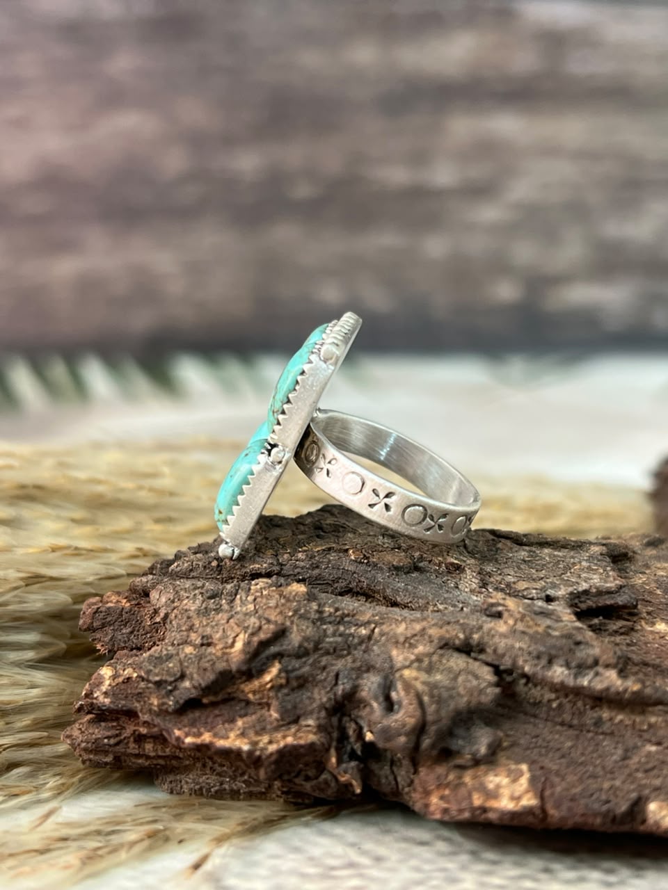 Handmade Sterling Silver Number 8 Turquoise Adjustable Ring Signed Nizhoni (5)