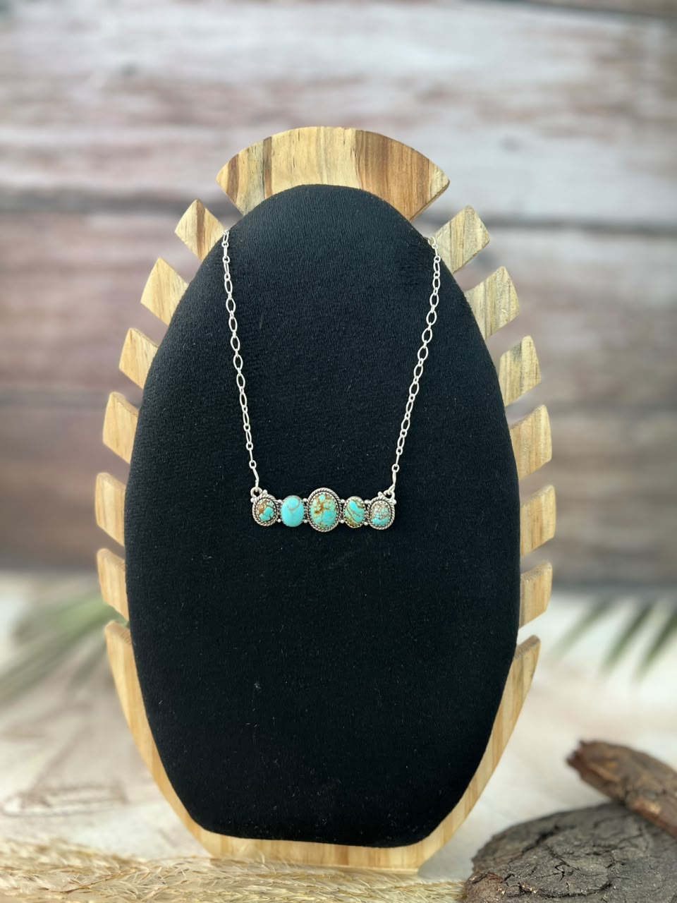 Handmade Sterling Silver Number 8 Turquoise Necklace Signed Nizhoni