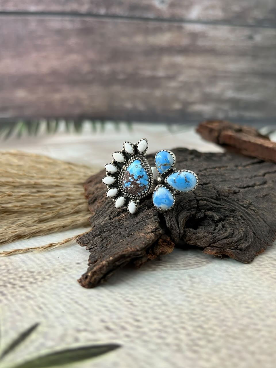 Handmade Sterling Silver Golden Hills with White Buffalo Adjustable Ring Signed Nizhoni