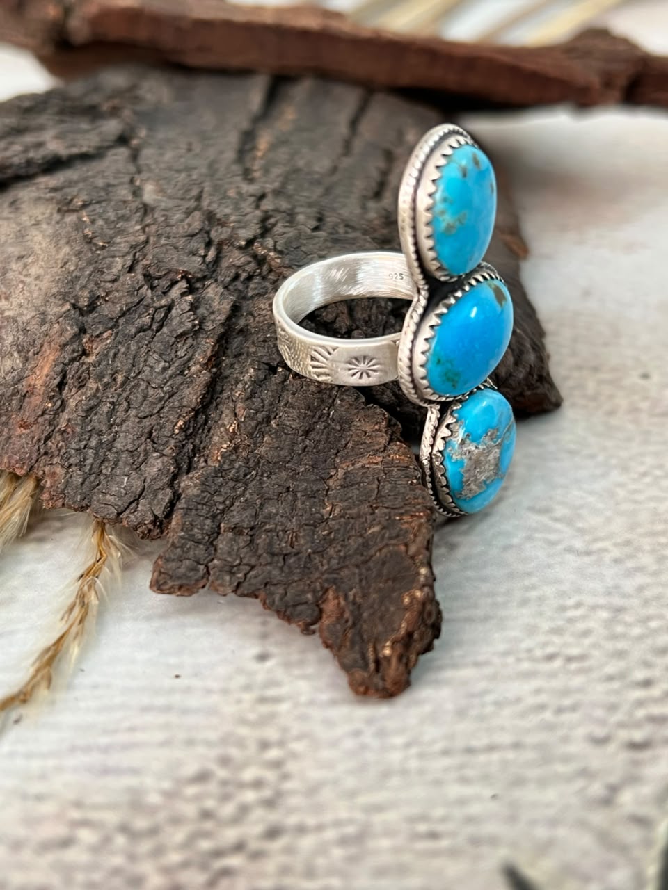 Handmade Sterling Silver Sierra Bella Turquoise Adjustable Ring Signed Nizhoni (4)