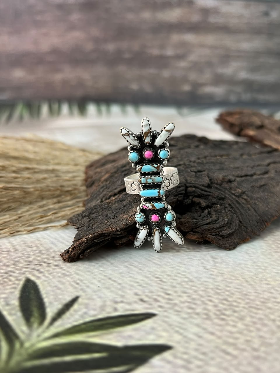Handmade Sterling Silver Cotton Candy Adjustable Ring Signed Nizhoni
