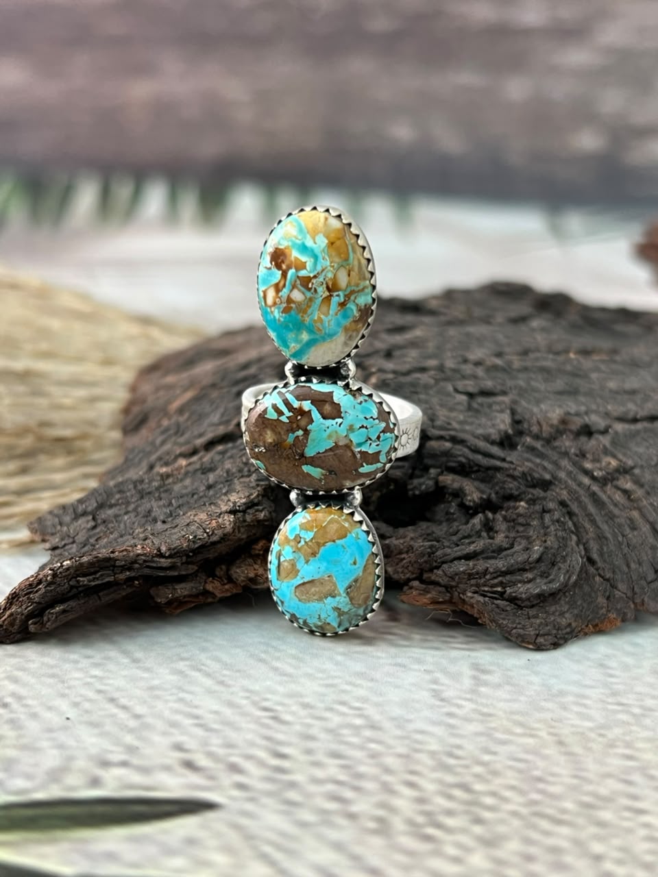 Handmade Sterling Silver Royston Turquoise Adjustable Ring Signed Nizhoni (8)