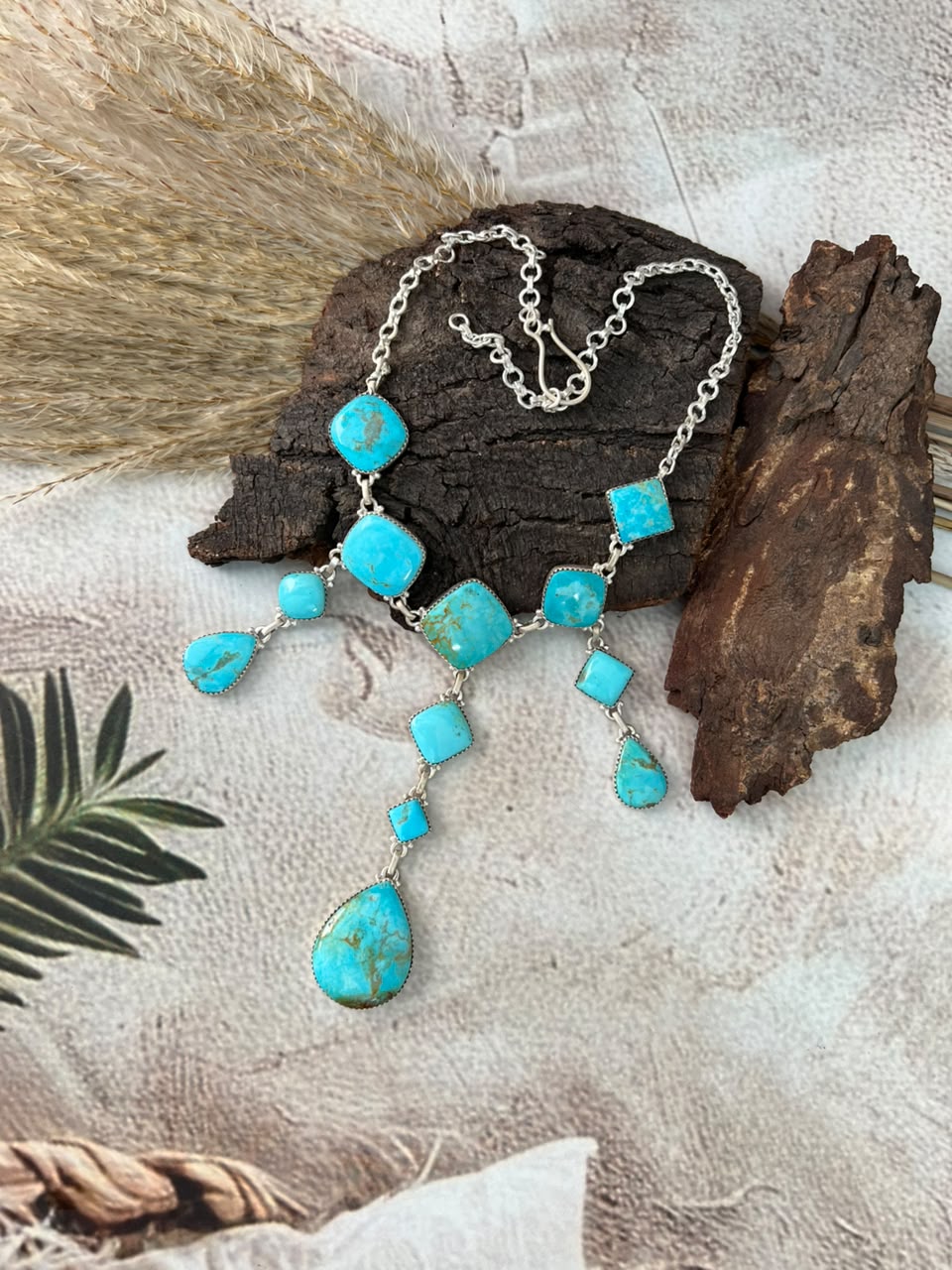 Handmade Sterling Silver Easter Blue Turquoise Choker Necklace Signed Nizhoni