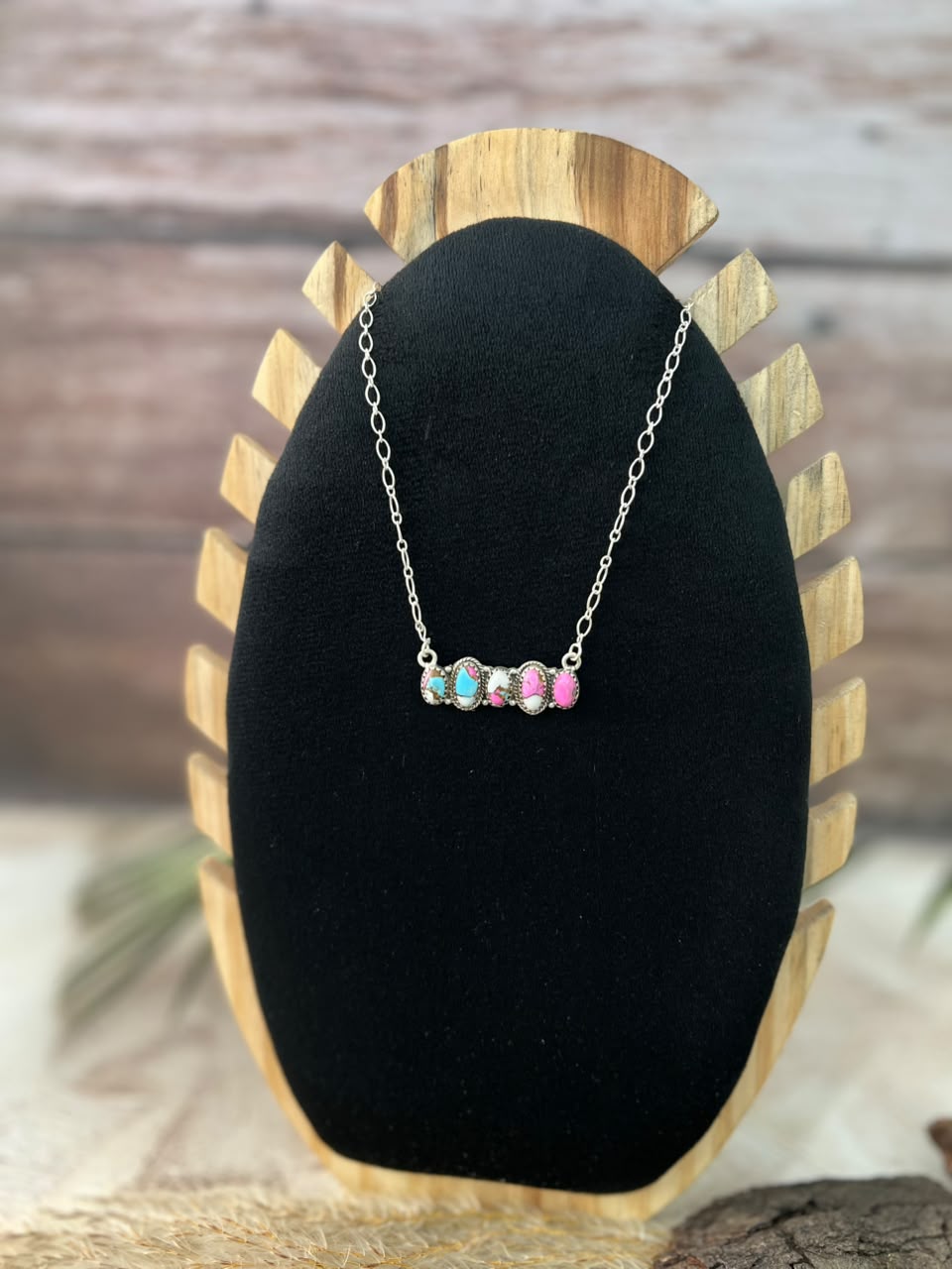 Handmade Sterling Silver Cotton Candy Necklace Signed Nizhoni