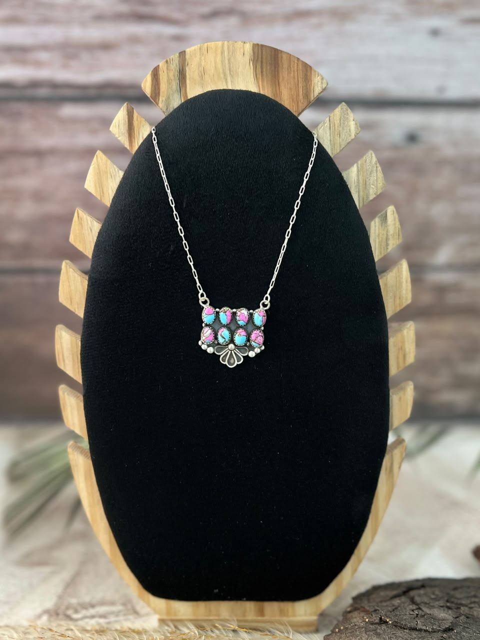 Handmade Sterling Silver Cotton Candy Necklace Signed Nizhoni