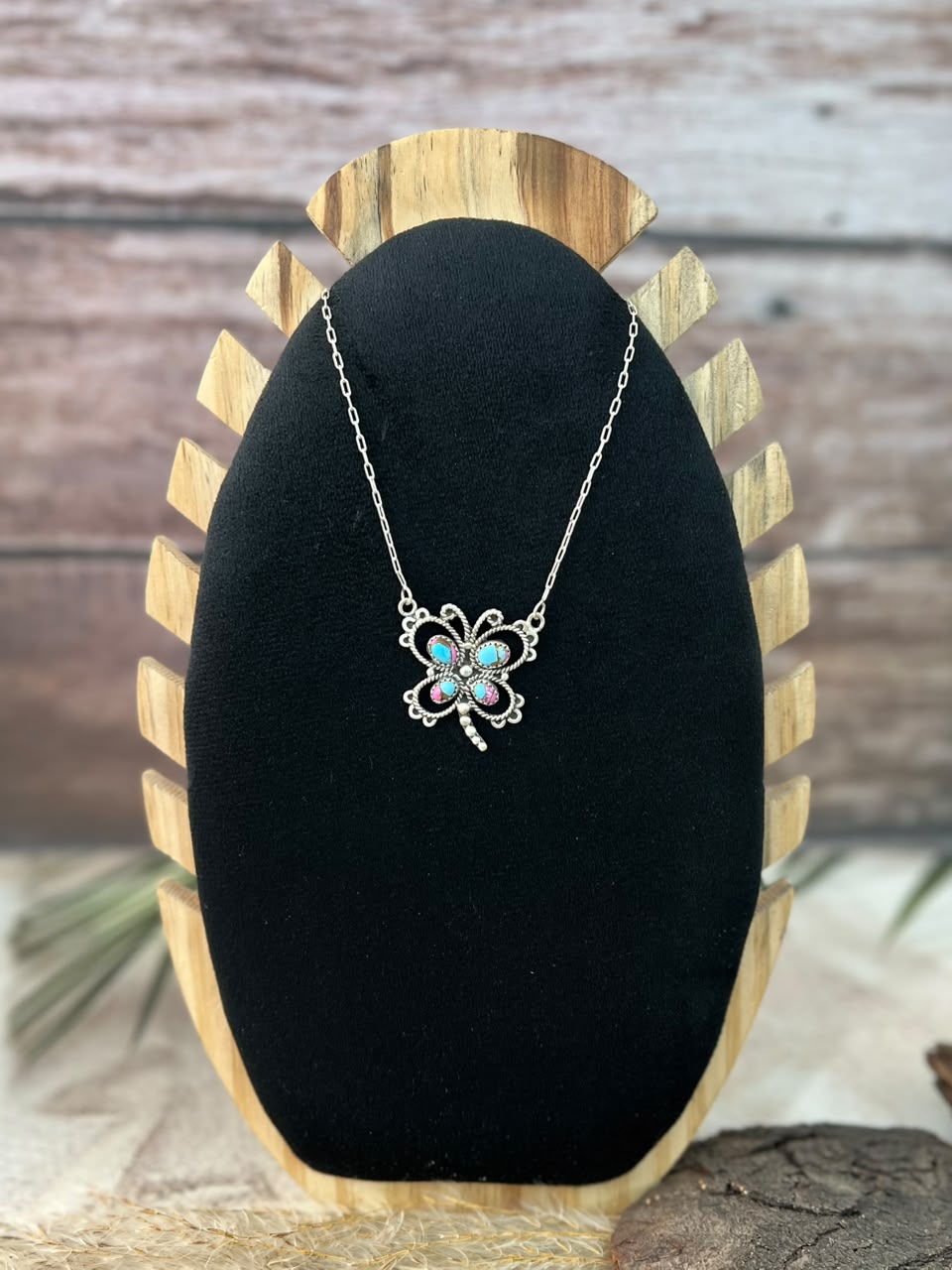 Handmade Sterling Silver Cotton Candy Butterfly Necklace Signed Nizhoni