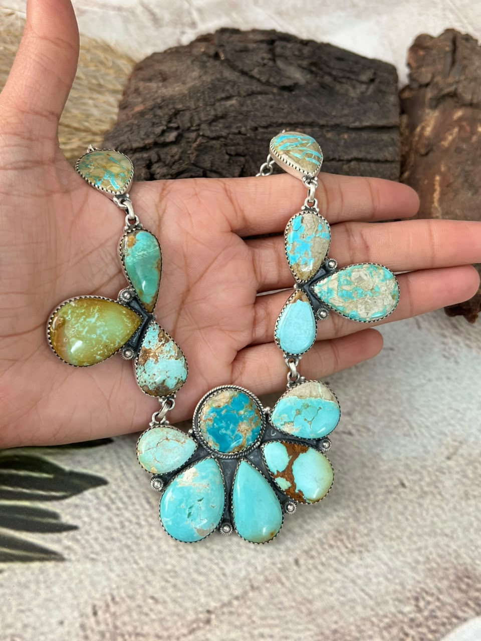 Handmade Sterling Silver Royston Turquoise Necklace Signed Nizhoni
