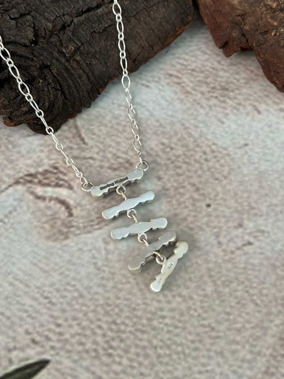 Handmade Sterling Silver White Buffalo with Kingman Turquoise Necklace Signed Nizhoni
