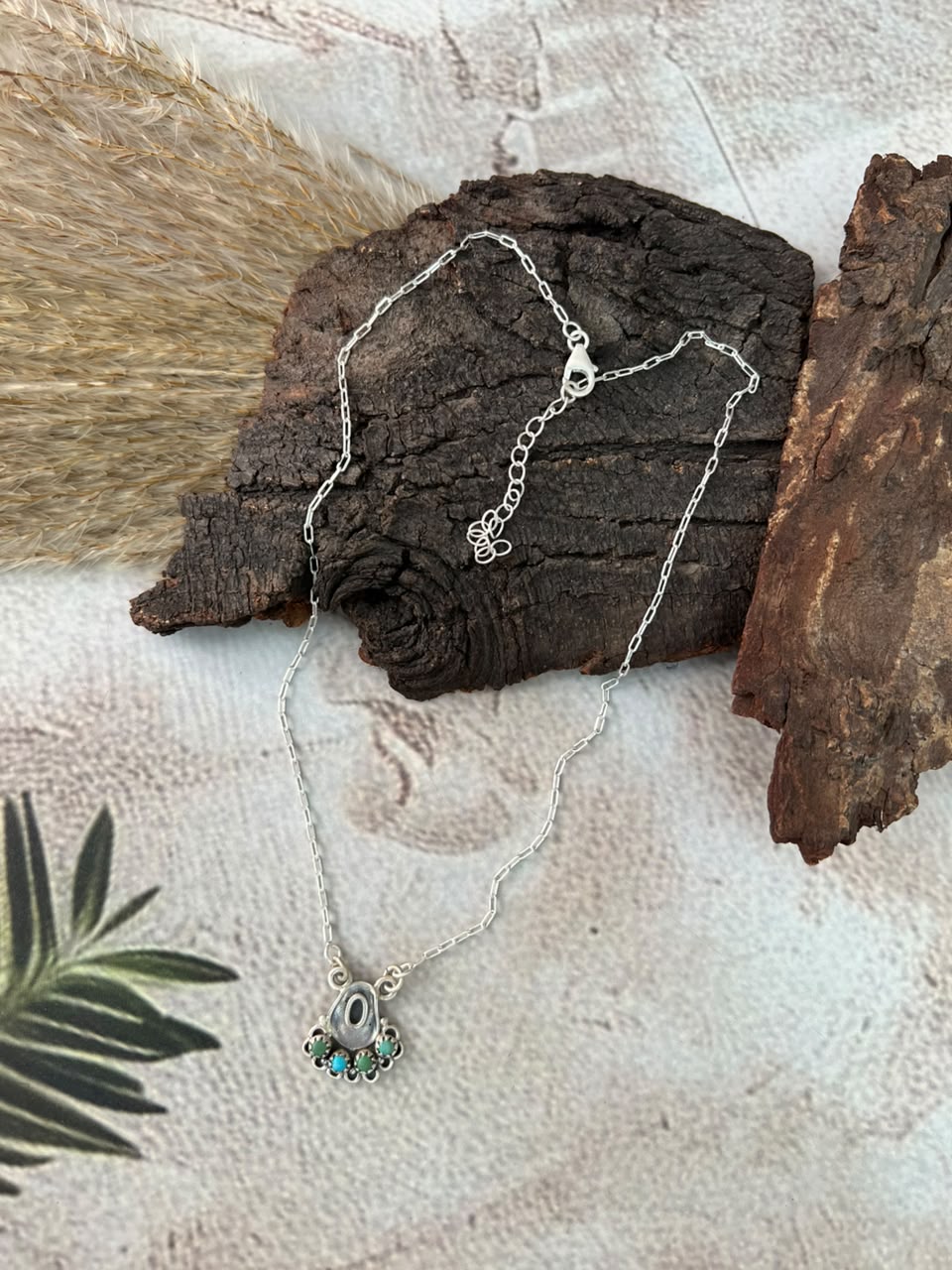 Handmade Sterling Silver Kingman Turquoise Necklace Signed Nizhoni