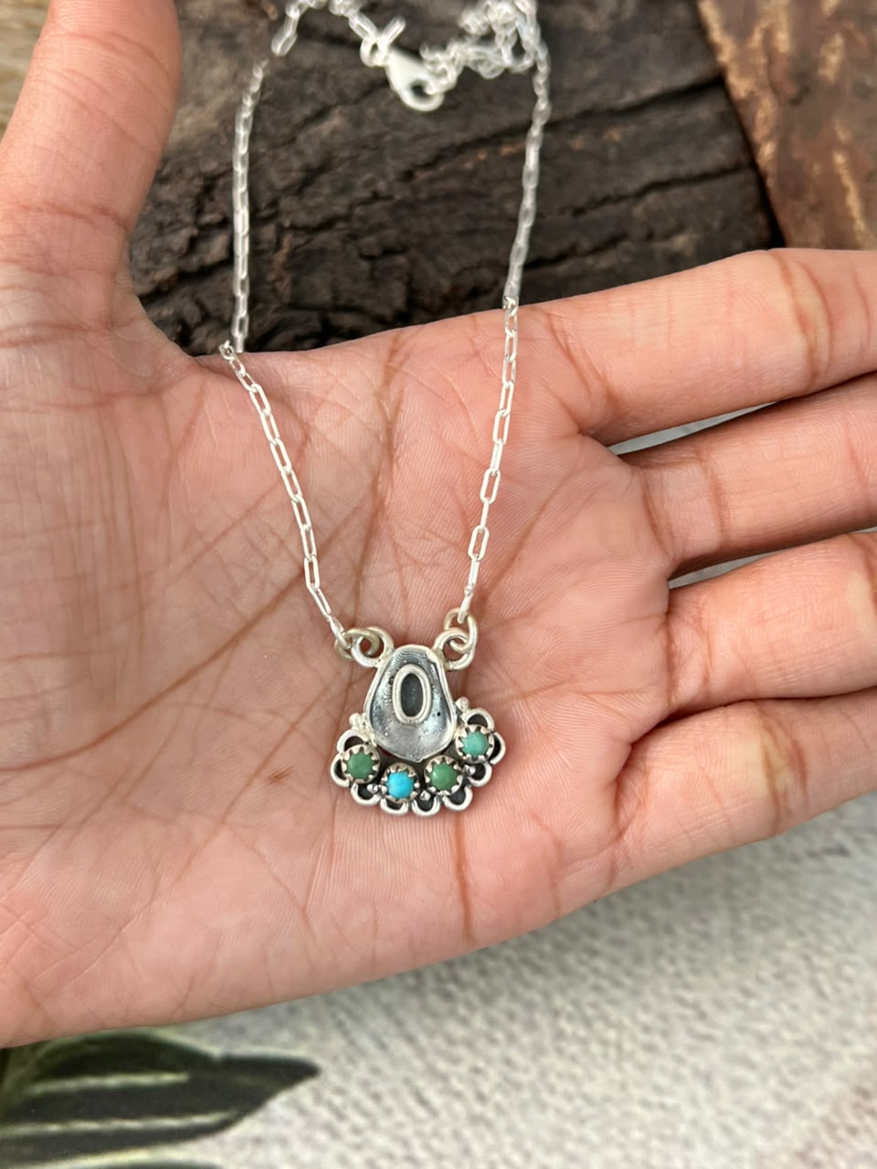 Handmade Sterling Silver Kingman Turquoise Necklace Signed Nizhoni