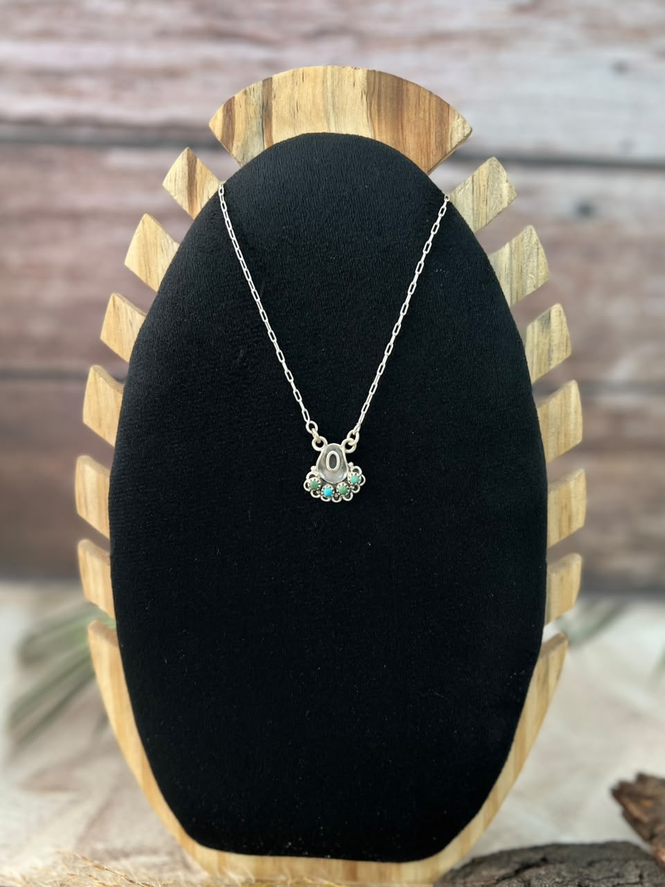 Handmade Sterling Silver Kingman Turquoise Necklace Signed Nizhoni