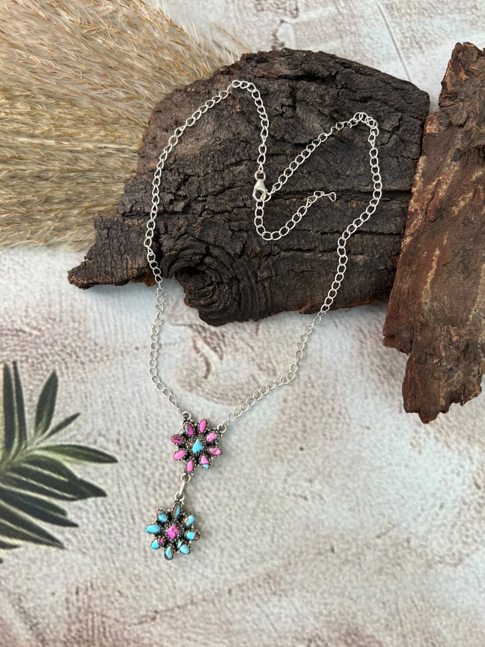 Handmade Sterling Silver Cotton Candy Necklace Signed Nizhoni