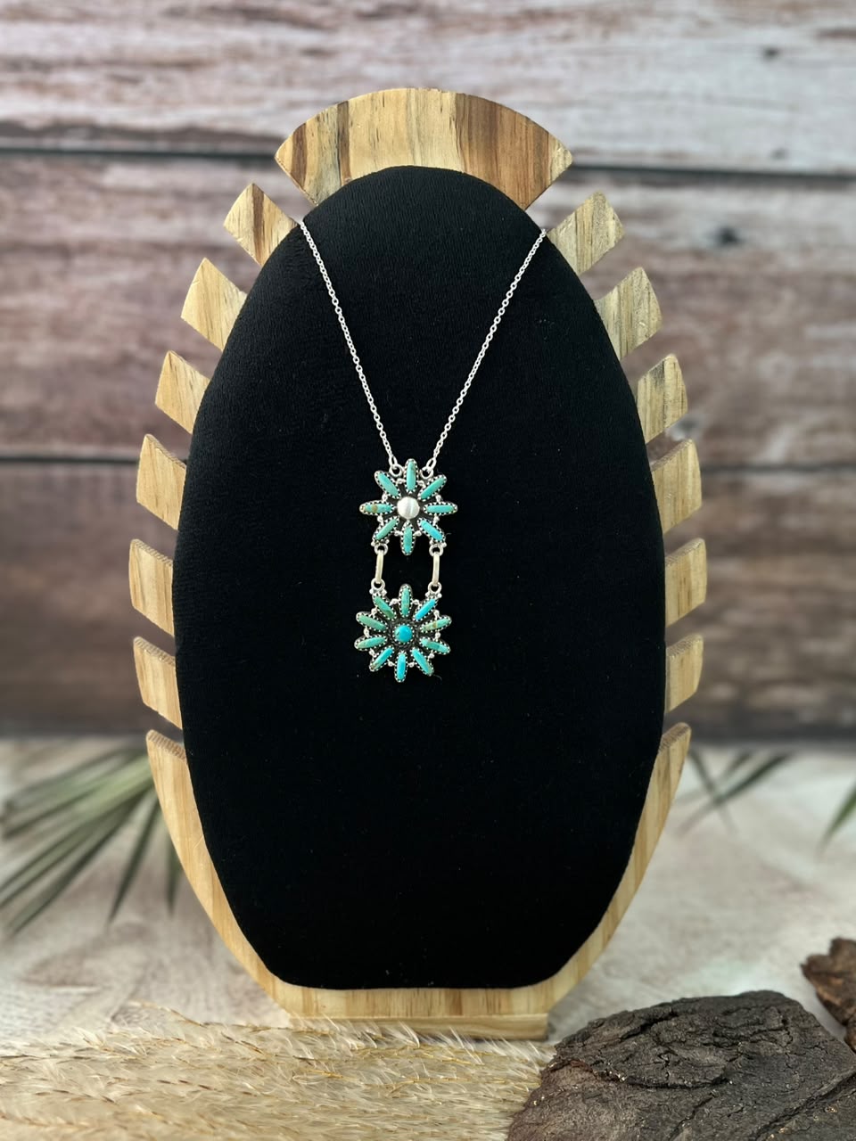 Handmade Sterling Silver Kingman Turquoise Necklace Signed Nizhoni