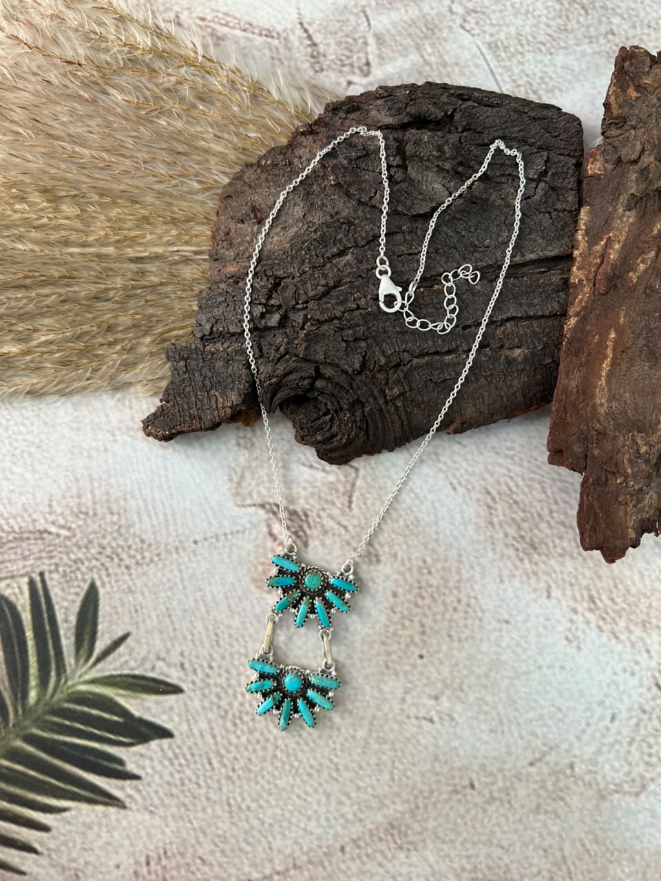 Handmade Sterling Silver Kingman Turquoise Necklace Signed Nizhoni