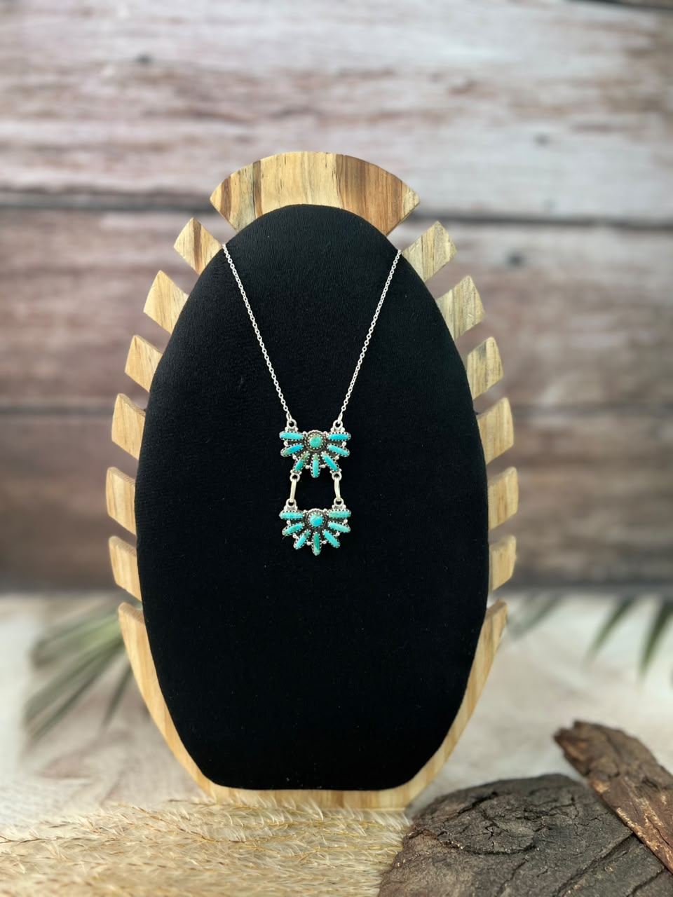 Handmade Sterling Silver Kingman Turquoise Necklace Signed Nizhoni