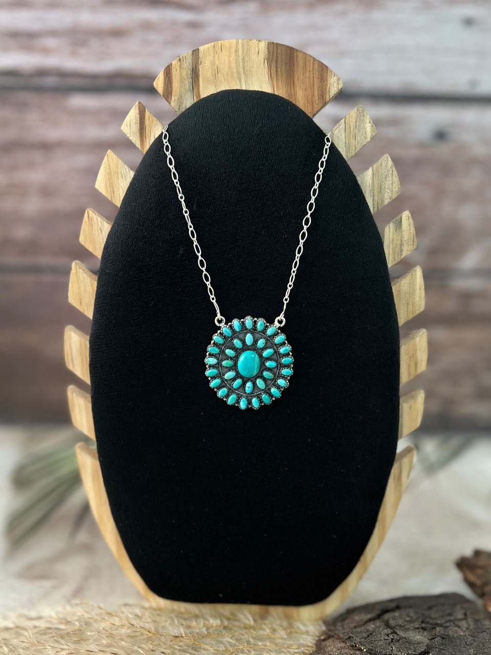 Handmade Sterling Silver Kingman Turquoise Necklace Signed Nizhoni