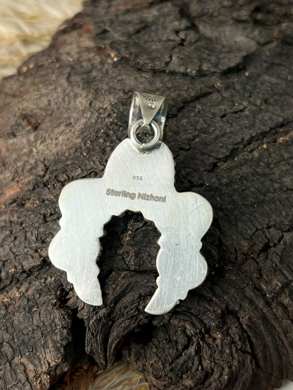Handmade Sterling Silver Sonoran Mountain Turquoise with Bumblebee and White Buffalo Spring Collection: Naja Pendant Signed Nizhoni