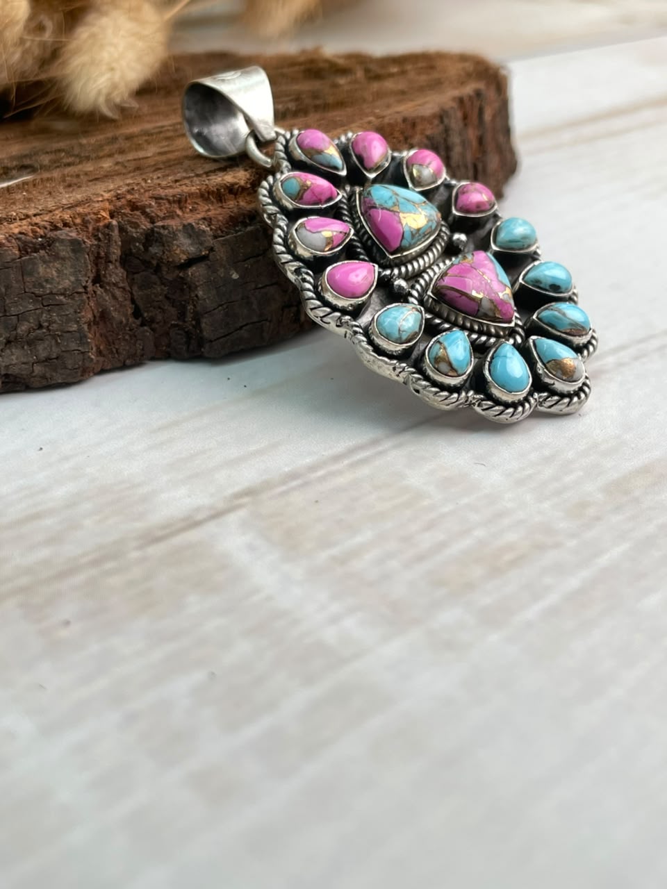 Handmade Sterling Silver Cotton Candy Pendant Signed Nizhoni