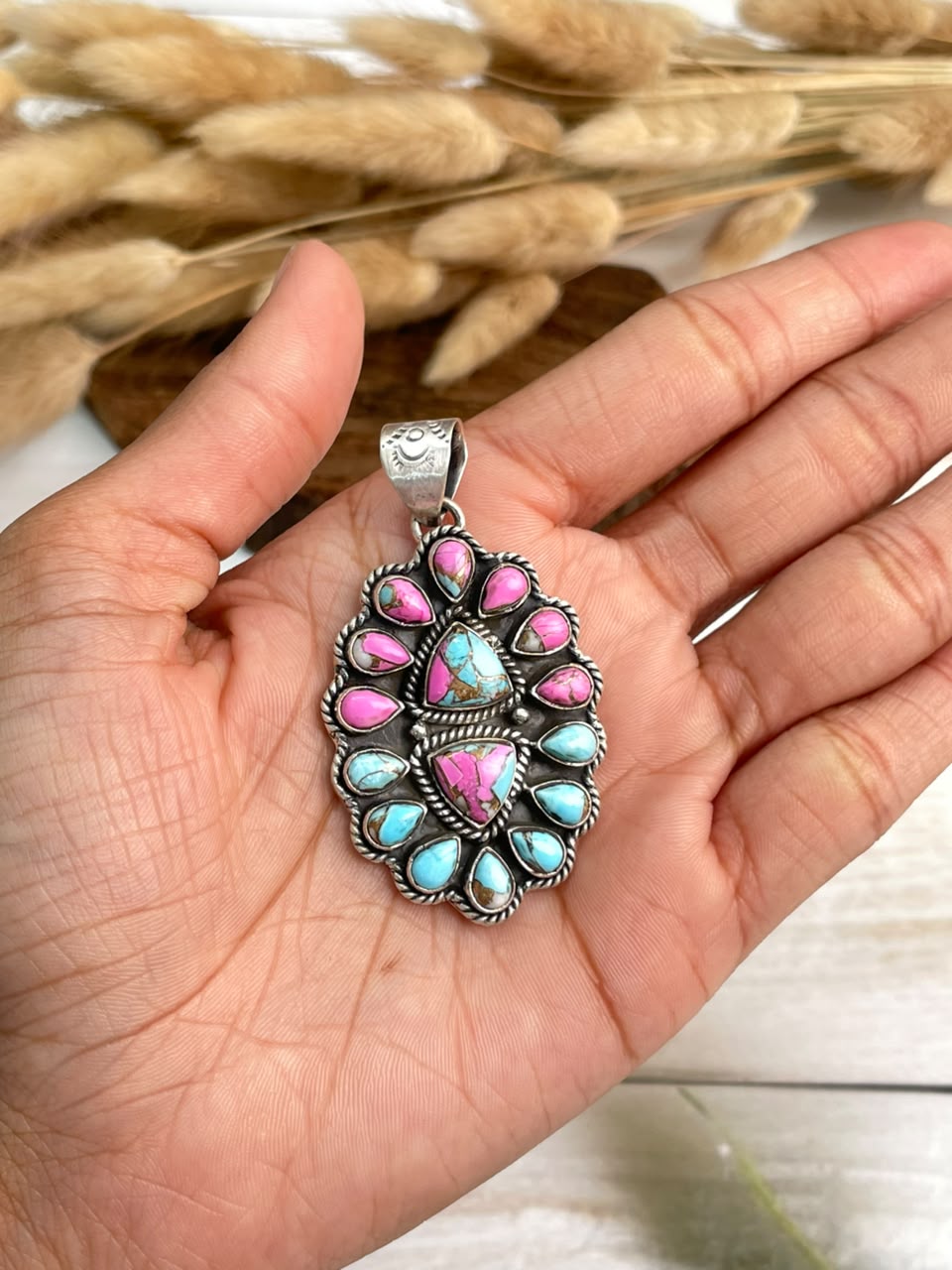 Handmade Sterling Silver Cotton Candy Pendant Signed Nizhoni