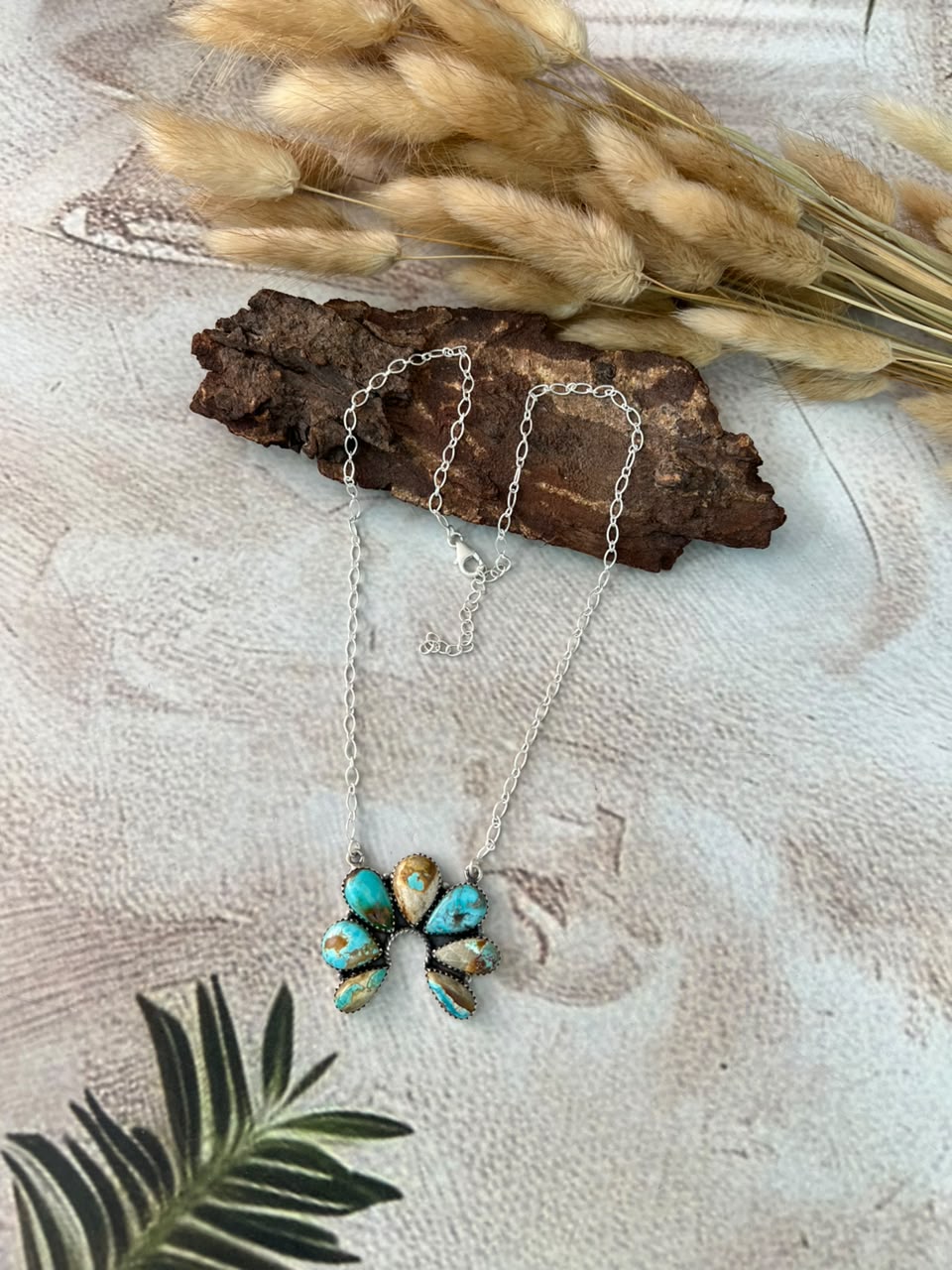 Handmade Sterling Silver Royston Turquoise Naja Necklace Signed Nizhoni