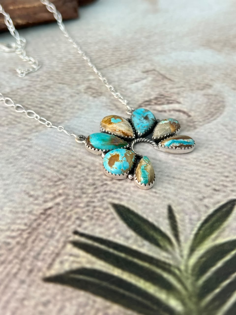 Handmade Sterling Silver Royston Turquoise Naja Necklace Signed Nizhoni