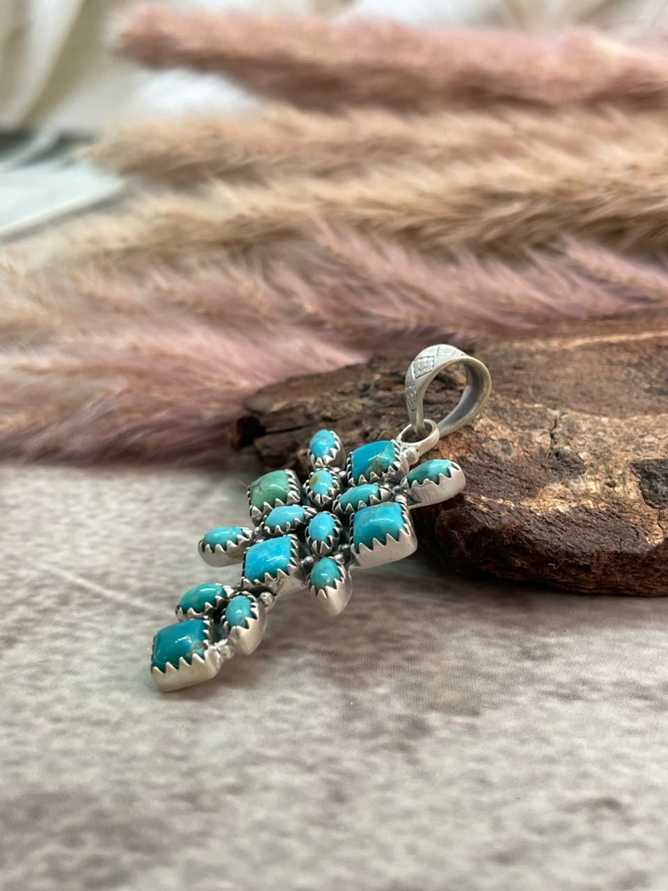 Handmade Sterling Silver Kingman Turquoise Pendant Signed Nizhoni