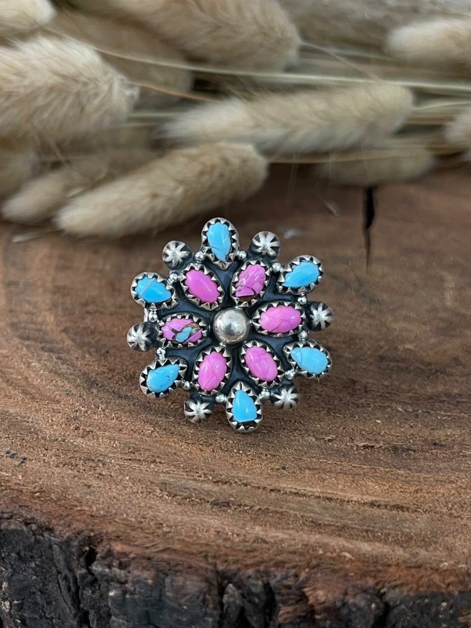 Handmade Sterling Silver Cotton Candy Adjustable Ring Signed Nizhoni
