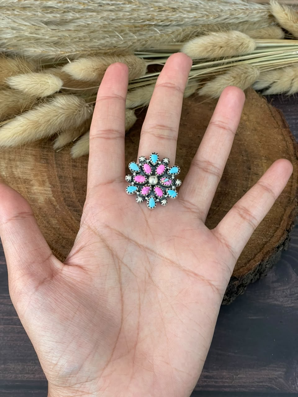 Handmade Sterling Silver Cotton Candy Adjustable Ring Signed Nizhoni